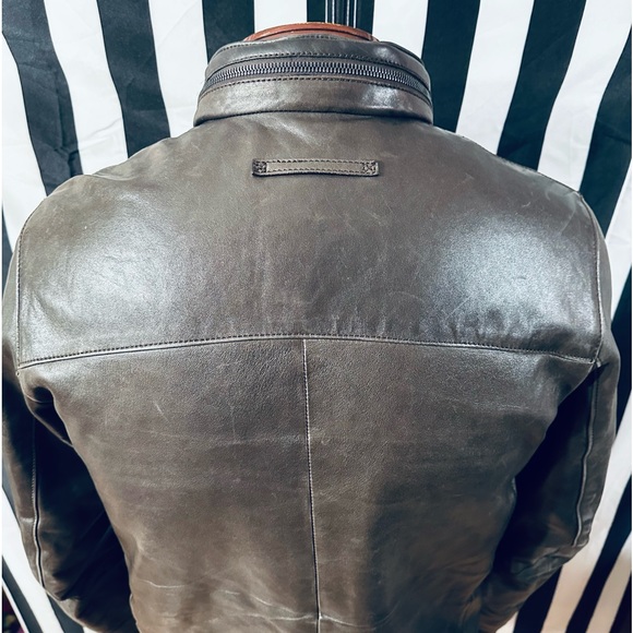 Prada Authentic Vintage 90s Rounded Collar Leather Jacket w/ Hidden Hood - Picture 10 of 13